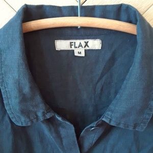 FLAX Short Sleeve 100% Linen Blouse Medium EUC